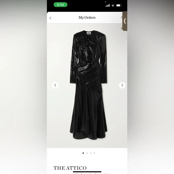 attico black dress The Attico | Black cady long dress with ostrich feathers | Women
